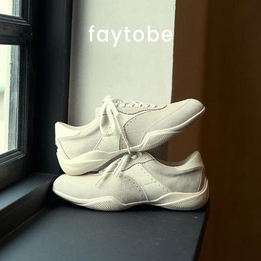 FAYTOBE 极简经典复古德训鞋拼接撞色运动鞋花边系带休闲鞋 商品图3
