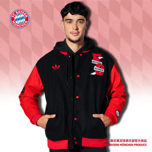 【官网同款】拜仁慕尼黑足球俱乐部｜黑红棒球服训练服运动夹克 商品图0