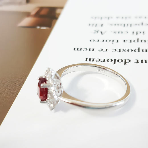 【天然正品】AU750收藏级白金豪镶钻镶嵌0.87克拉AIGS大证莫桑比克无烧鸽血红红宝石戒指14号（戒圈可改）女士现售价：20500！080125XY12 商品图6