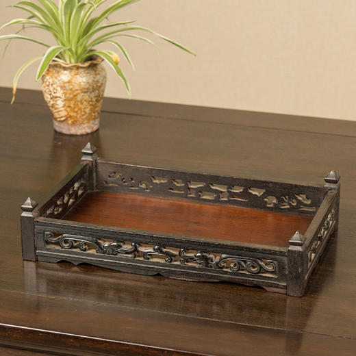 清 紫檀透雕螭龙纹呈盘 商品图1