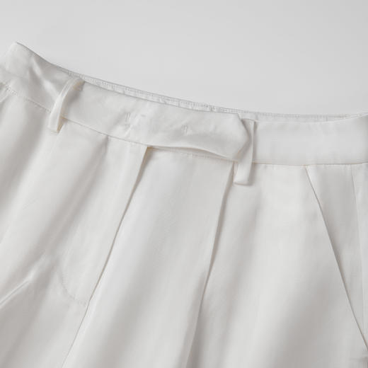 ROMI STUDIO“内外兼备"醋酸丝麻垂感宽松直筒奶白色直筒西裤K3371 商品图4