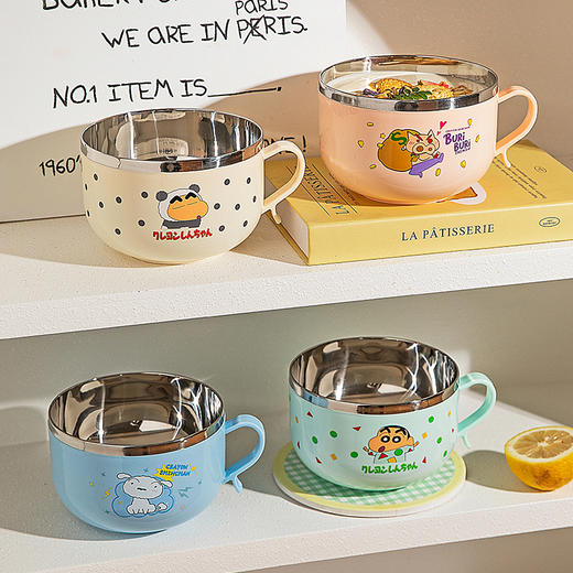 摩登主妇&蜡笔小新 儿童饭碗带盖不锈钢小学生专用餐具面汤碗 商品图4