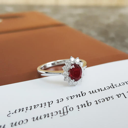 【天然正品】AU750收藏级白金豪镶钻镶嵌0.87克拉AIGS大证莫桑比克无烧鸽血红红宝石戒指14号（戒圈可改）女士现售价：20500！080125XY12 商品图2