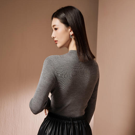 I'd爱帝半高领100%绵羊毛衫女纯色时尚轻奢百搭打底衫 商品图6