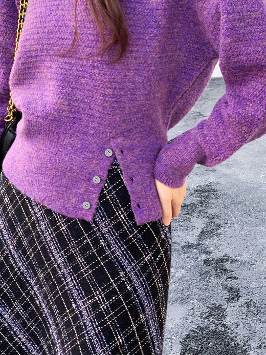 【百图lulu定制】【鸢尾紫半裙】浪漫 迷人 紫色 格纹羊毛混纺 半身裙 商品图7