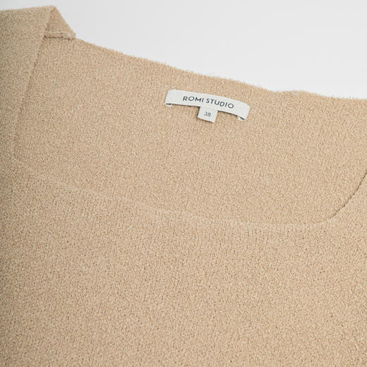 ROMI STUDIO美式复古针织衫女早秋季露锁骨方领修身毛衣M3190 商品图2