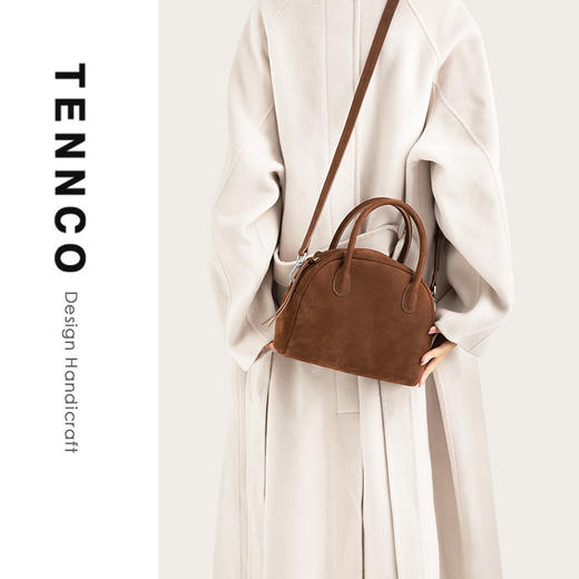 TENNCO原创【馒头包】麂皮感头层牛皮小方包复古感通勤单肩斜挎包 商品图4