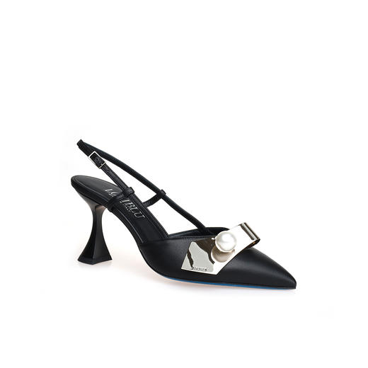 豪麟名鞋LORIBLU女鞋半凉鞋真丝布5EXSR29D黑色 商品图0