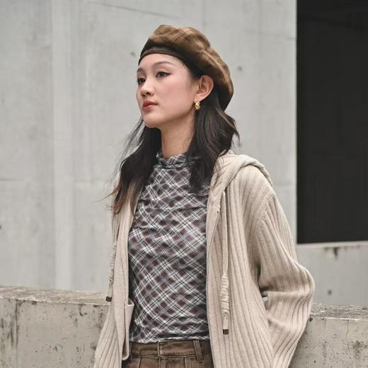 顺丰包邮41558洛诗琳100%羊毛造型感拉链连帽开衫583 商品图0