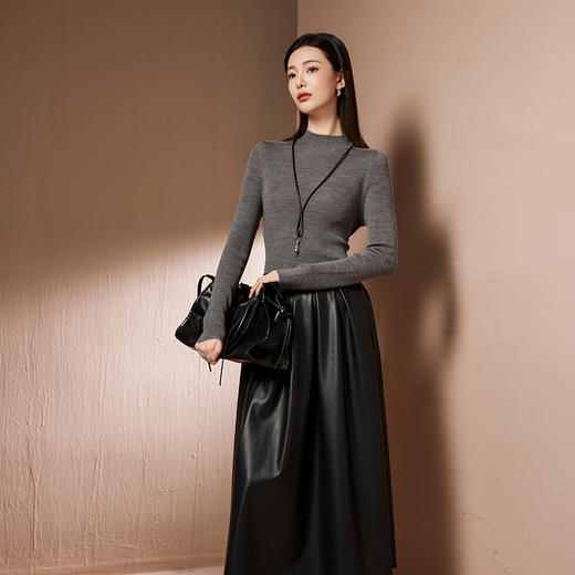 I'd爱帝半高领100%绵羊毛衫女纯色时尚轻奢百搭打底衫 商品图7