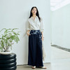 【林栖设计小店】(现货）绵羊毛混纺裤子配纯棉腰封蓝印花布秋冬新品阔腿裤女1961276 商品缩略图1