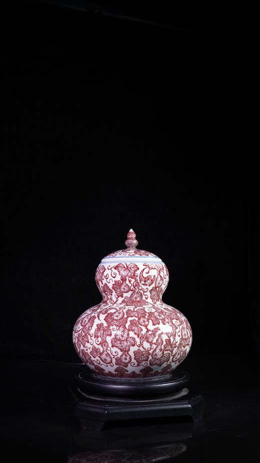 柴窑原矿釉里红福禄万代茶叶罐 商品图0