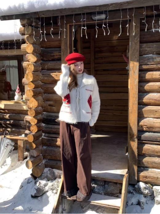 😍【Avann费尔岛欢乐假期提花系带毛衣开衫957 】：❤️穿梭芬蓝梦境，编织你的童话衣橱⛄ 1.翻领优雅露出颈部线条，😎好搭配 商品图2