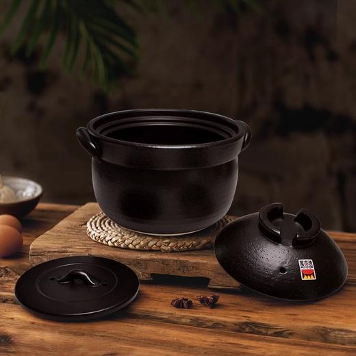 日本砂锅原装进口品质万古烧双盖万古烧砂锅双盖大黑锅炖锅煲汤熬 67L 黑色御饭锅5合 3L 商品图5