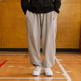 LUSHISI秋冬款末徒主题415g纯棉保暖重磅毛圈直筒针织束脚长卫裤