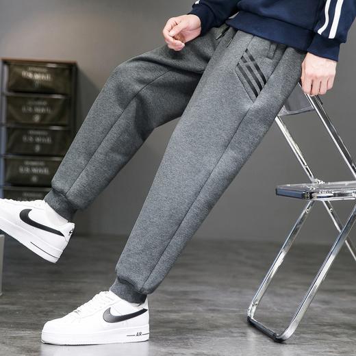 秋冬新款加绒加厚百搭时尚男式休闲裤保暖户外运动束脚长裤 商品图3