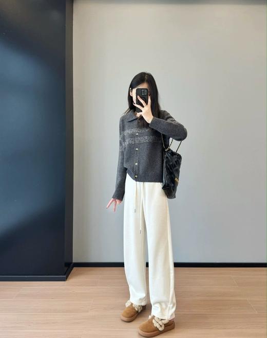 2024口碑复活升级版加绒山羊绒！桑蚕丝松紧腰弯刀加绒直筒裤！ 商品图2