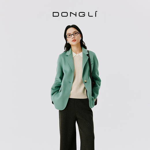 东黎 • 山羊绒女士秋冬西服领一粒扣双面羊绒呢大衣 4597 商品图4