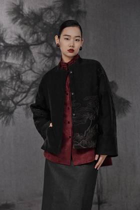 【定制现制作款，下单7-10天发货】新年新衣 铜氨提花松绣云绒棉袄