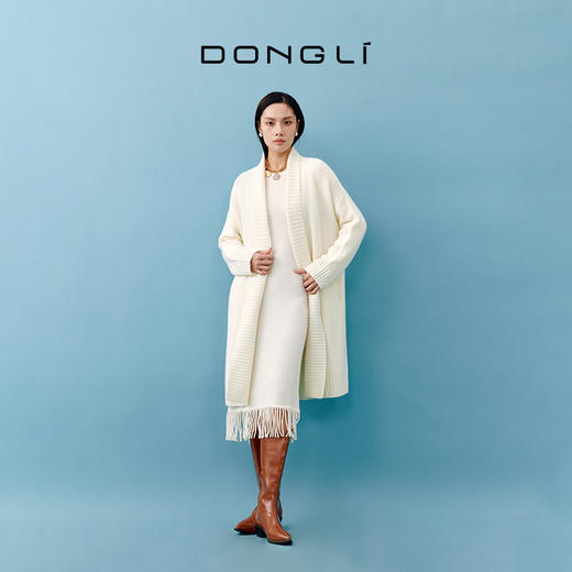 东黎 • 山羊绒女士秋冬翻领长开衫 4584 商品图0