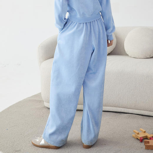 谜底卫裤阔腿裤女2025春新品时尚休闲风宽松丝绒感长裤251MK0053 商品图2