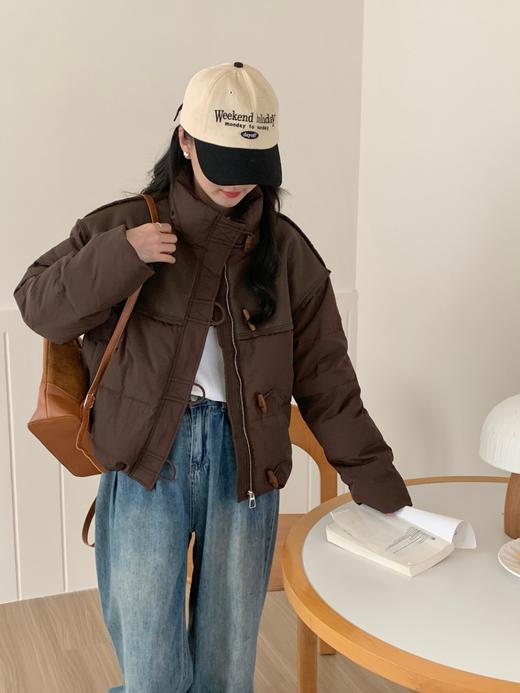 【YW】无忧购“清仓福利”韩版简约小众设计感50%白鸭绒立领拼皮羽绒外套2408（截单后7天发货)25年清仓捡漏 商品图5