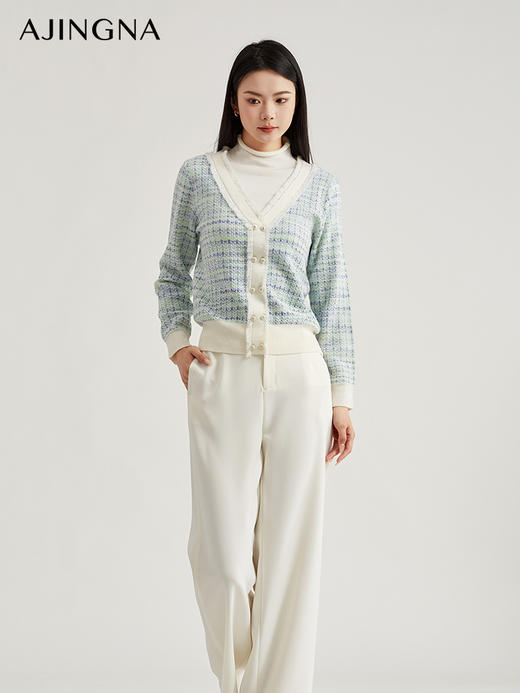 【商场同款】阿菁娜撞色经典高领套头毛衫A29Q301055 商品图0