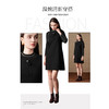 乔万尼秋冬新款百搭显瘦简约拼接羊毛弹力小立领黑色连衣裙ES4E319 商品缩略图3