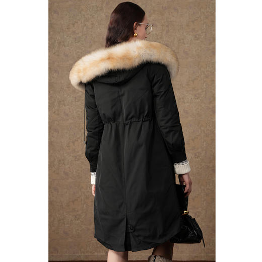 乔万尼冬季新款保暖抗寒收腰显瘦狐狸毛领白鸭绒羽绒服ES4T395 商品图4