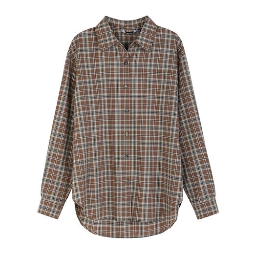 NEELLY纳俪商场同款春季新款时尚通勤格纹衬衫女长袖百搭外套N25012B01044 商品图3