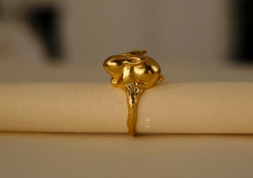 银鎏金兔子戒指 商品图4