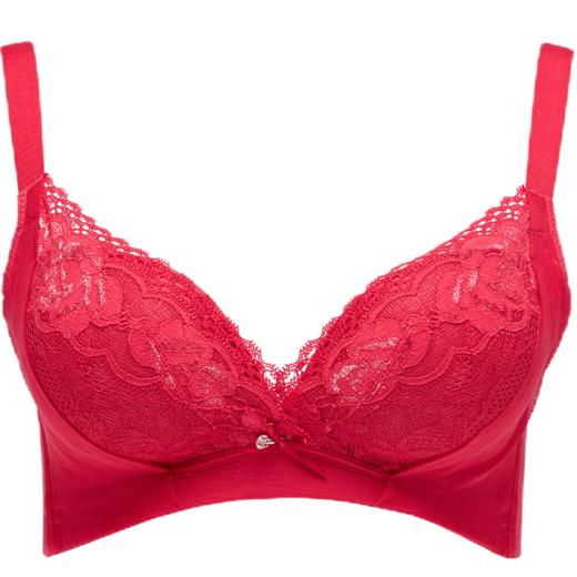 贝佳人新品红色内衣女无钢圈聚拢小胸内衣性感不空杯上托小胸显大 商品图0