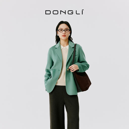 东黎 • 山羊绒女士秋冬西服领一粒扣双面羊绒呢大衣 4597 商品图5