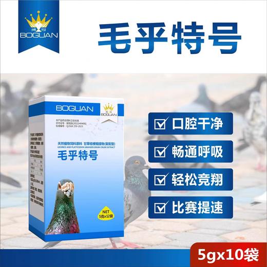 搏冠鸽药【毛乎特号粉】5g*10袋，赛鸽毛滴虫呼吸道二合一清理口腔提速通畅呼吸道 商品图0