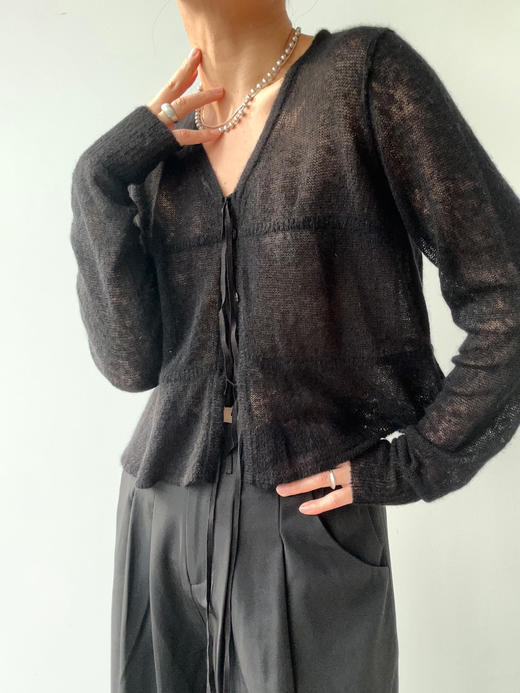 TU｜C05AW24-KW01 系带超轻针织开衫 [ 黑BK00 / 白WT00 / 棕BR00 ] 商品图6