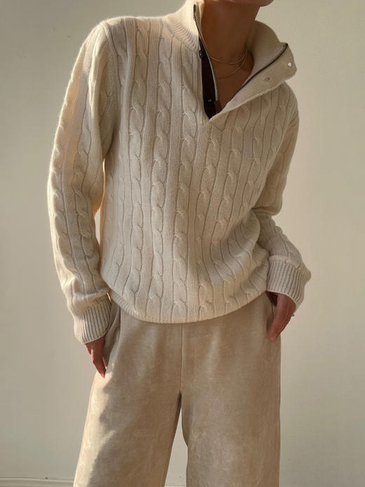 Puree｜#1996 Banker Polo 男女同款纯羊绒绞花polo [ 白 / 灰 ] 商品图9