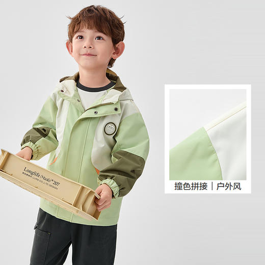 巴拉巴拉童装儿童外套男童春秋装连帽软壳衣拼色户外风趣味活泼 商品图3