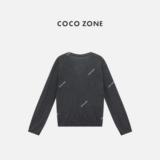 COCO ZONE 100绵羊毛设计感V领长袖针织开衫CC2C1324 商品图0