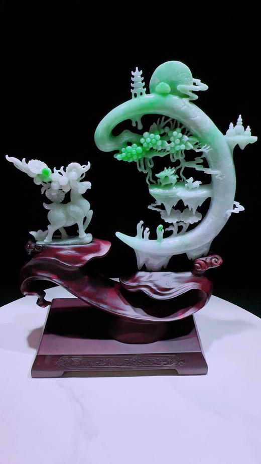 620785翡翠摆件【璐璐发财 鹿鸣蝉音】 商品图4