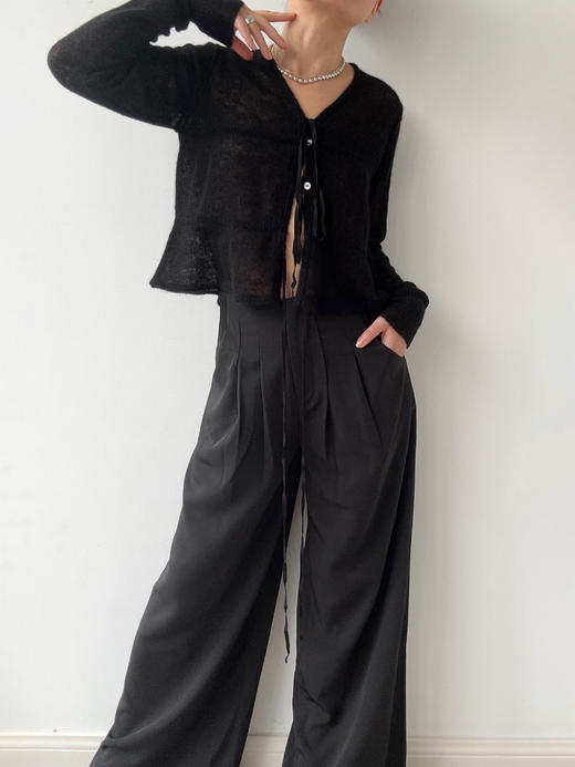 TU｜C05AW24-KW01 系带超轻针织开衫 [ 黑BK00 / 白WT00 / 棕BR00 ] 商品图1