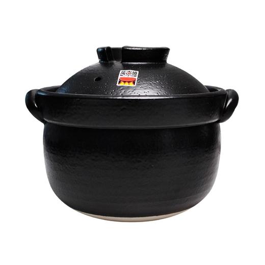 日本砂锅原装进口品质万古烧双盖万古烧砂锅双盖大黑锅炖锅煲汤熬 67L 黑色御饭锅5合 3L 商品图0