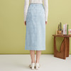 EITIE爱特爱精致中式暗纹缎面高腰a字蓝色过膝半身裙2025春季新款A2506501 商品缩略图4