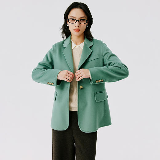 东黎 • 山羊绒女士秋冬西服领一粒扣双面羊绒呢大衣 4597 商品图7