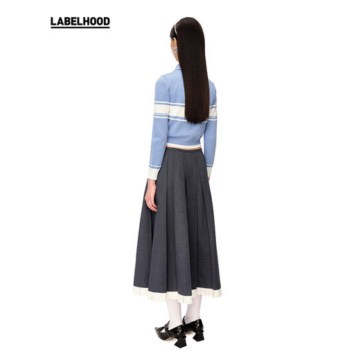 【SHUSHUTONG】蕾虎简约裙边装饰百褶中长伞裙经典款半裙 商品图3