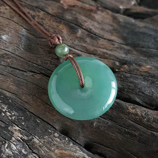 【天然正品】天然冰种绿色平安扣造型翡翠（吉祥、如意）吊坠项链031224NJM23 现售价：3880 商品图3