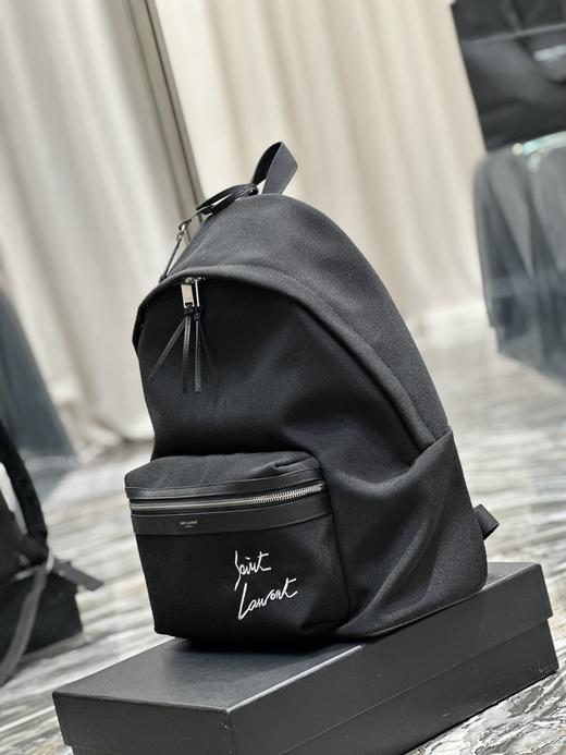 YSL 圣罗兰 City 刺绣Logo 棉拼帆布 背包双肩包 常规 黑色（CB） 商品图1