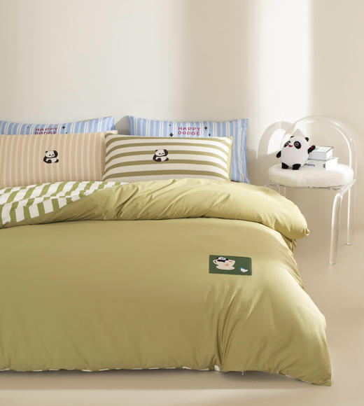 【四季可用】福利款！全棉马卡龙色系四件套  进口纱线卡通绣标 精致不乏高级感 柔软透气贴身舒适 商品图9