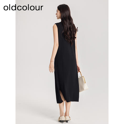 oldcolour春季新款黑色简约高级宽松半高领针织连衣裙女Q110513A1 商品图4