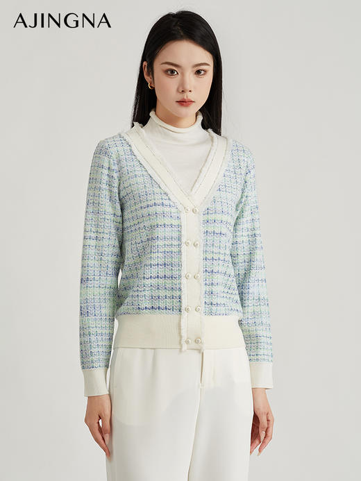 【商场同款】阿菁娜撞色经典高领套头毛衫A29Q301055 商品图1