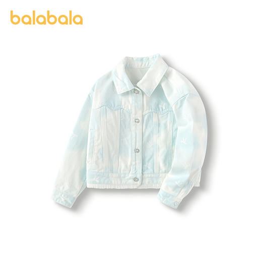 巴拉巴拉儿童牛仔外套女童装春季晕染蝴蝶结印花上衣纯棉舒适时尚 商品图4